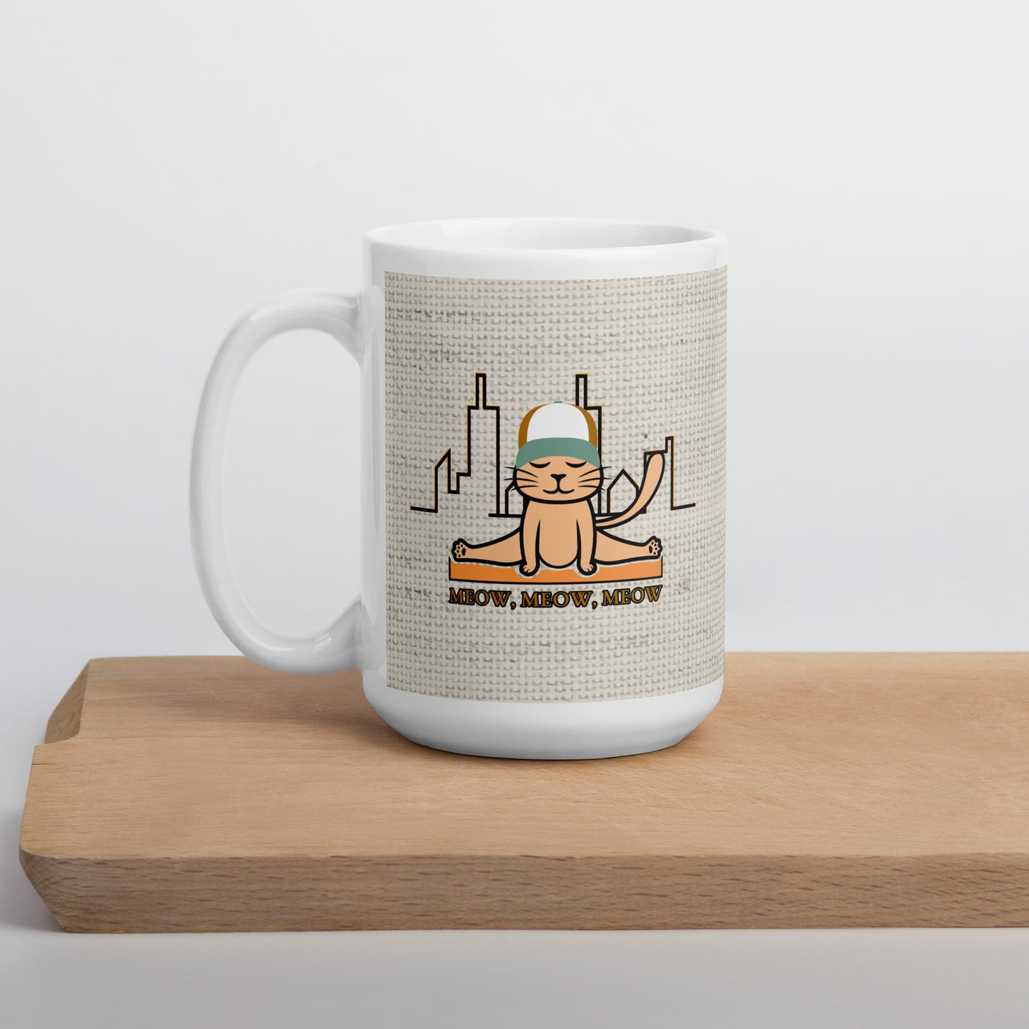 Yoga cat - White glossy mug