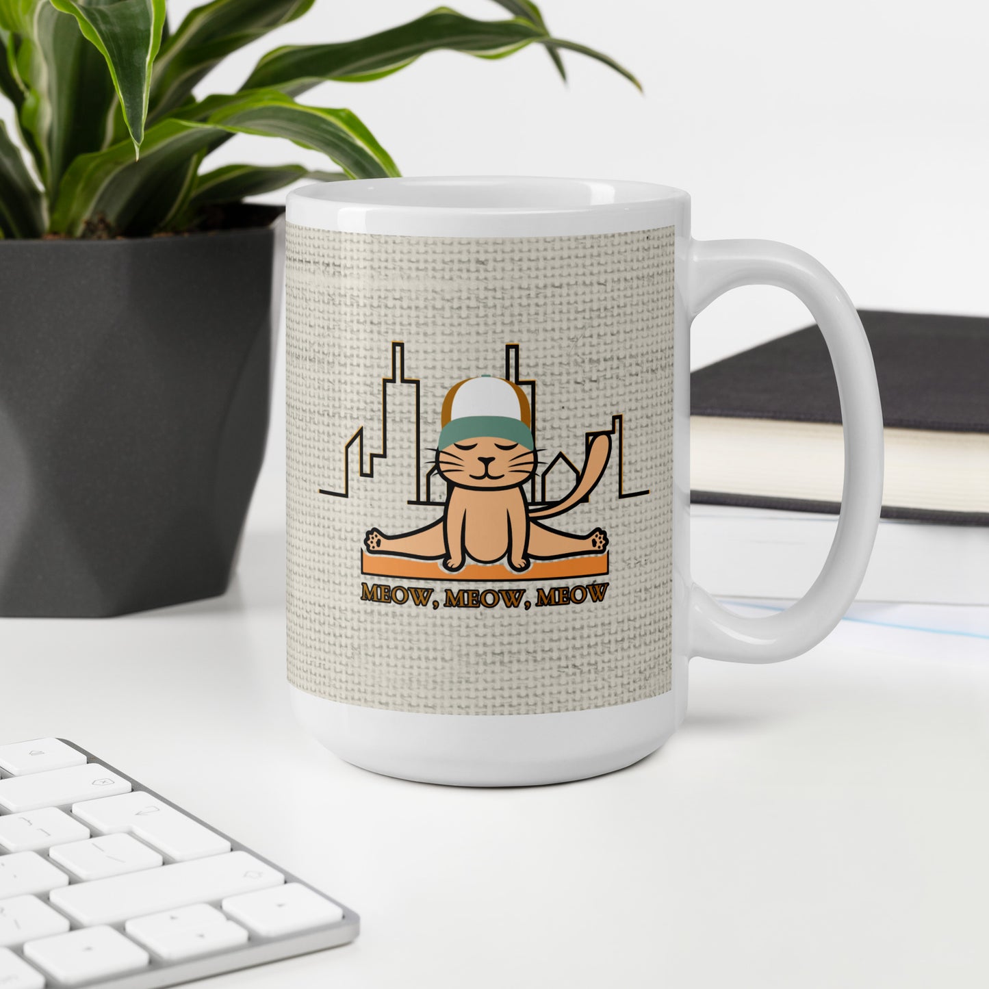 Yoga cat - White glossy mug