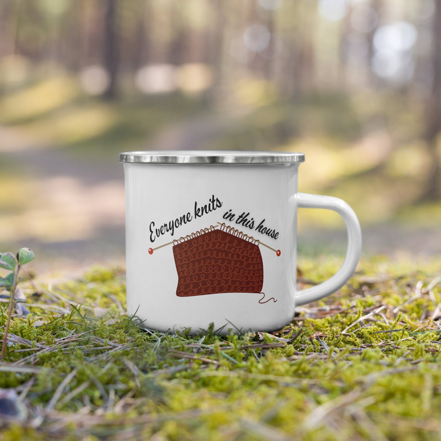 Everyone knits in this house - Enamel Mug