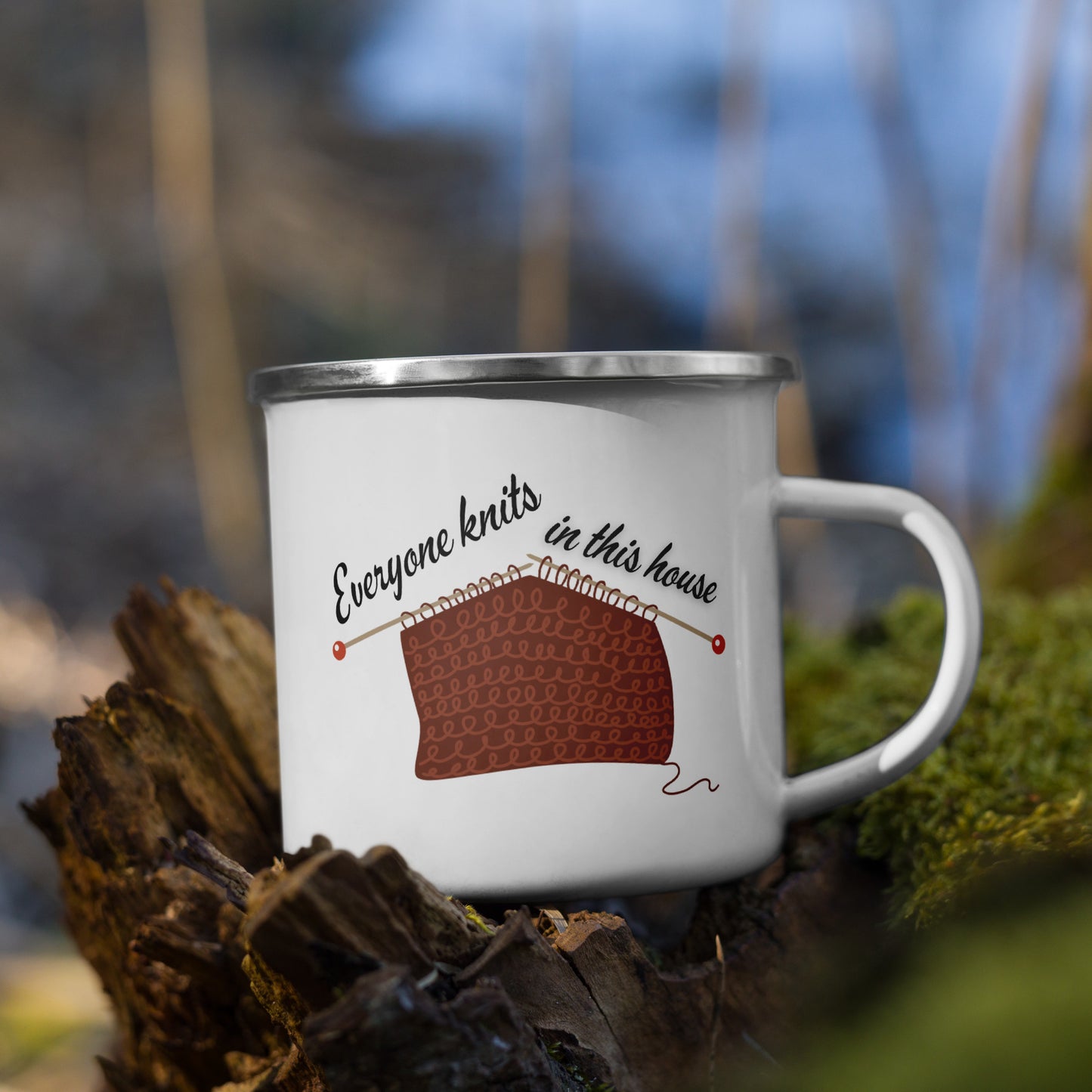 Everyone knits in this house - Enamel Mug