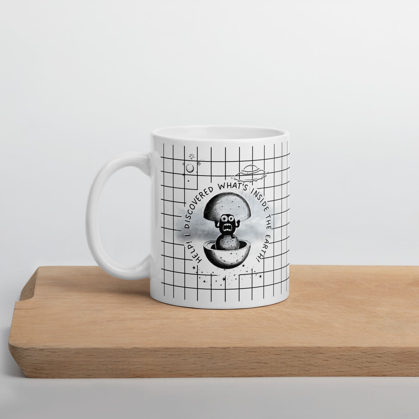 I discovered what's inside the Earth! - White glossy mug