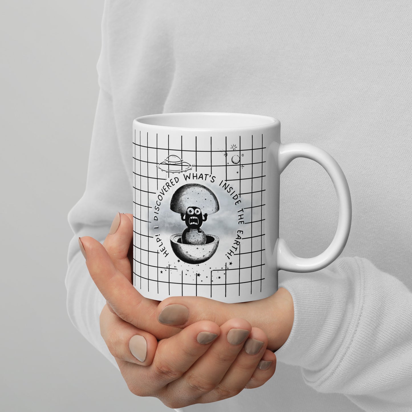 I discovered what's inside the Earth! - White glossy mug