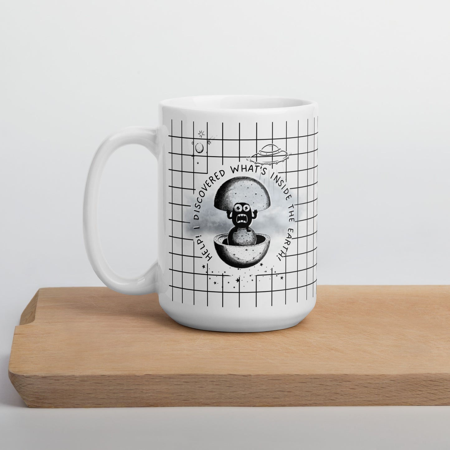 I discovered what's inside the Earth! - White glossy mug