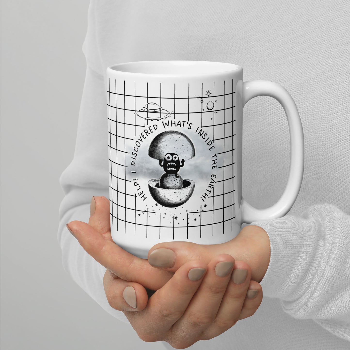 I discovered what's inside the Earth! - White glossy mug