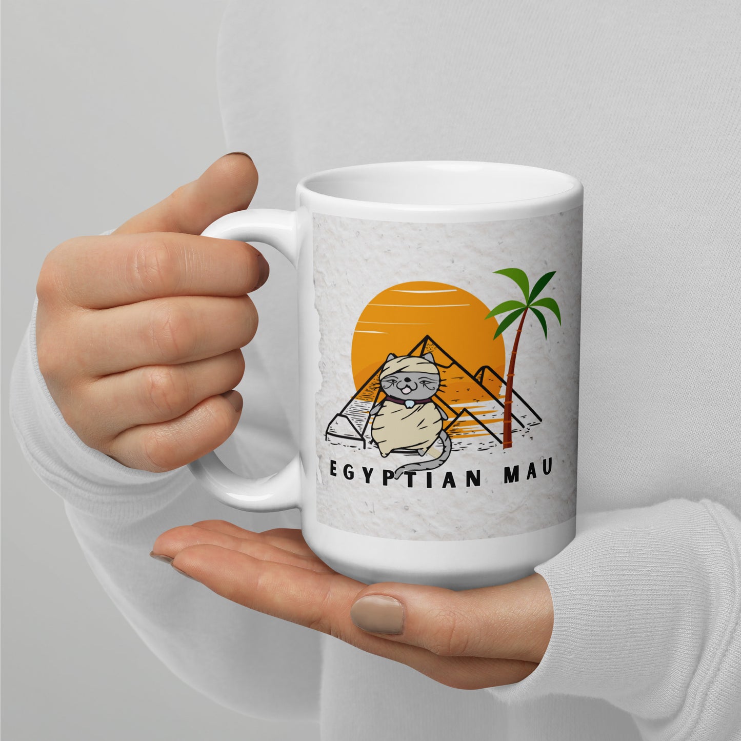 Egyptian mau cat - White glossy mug