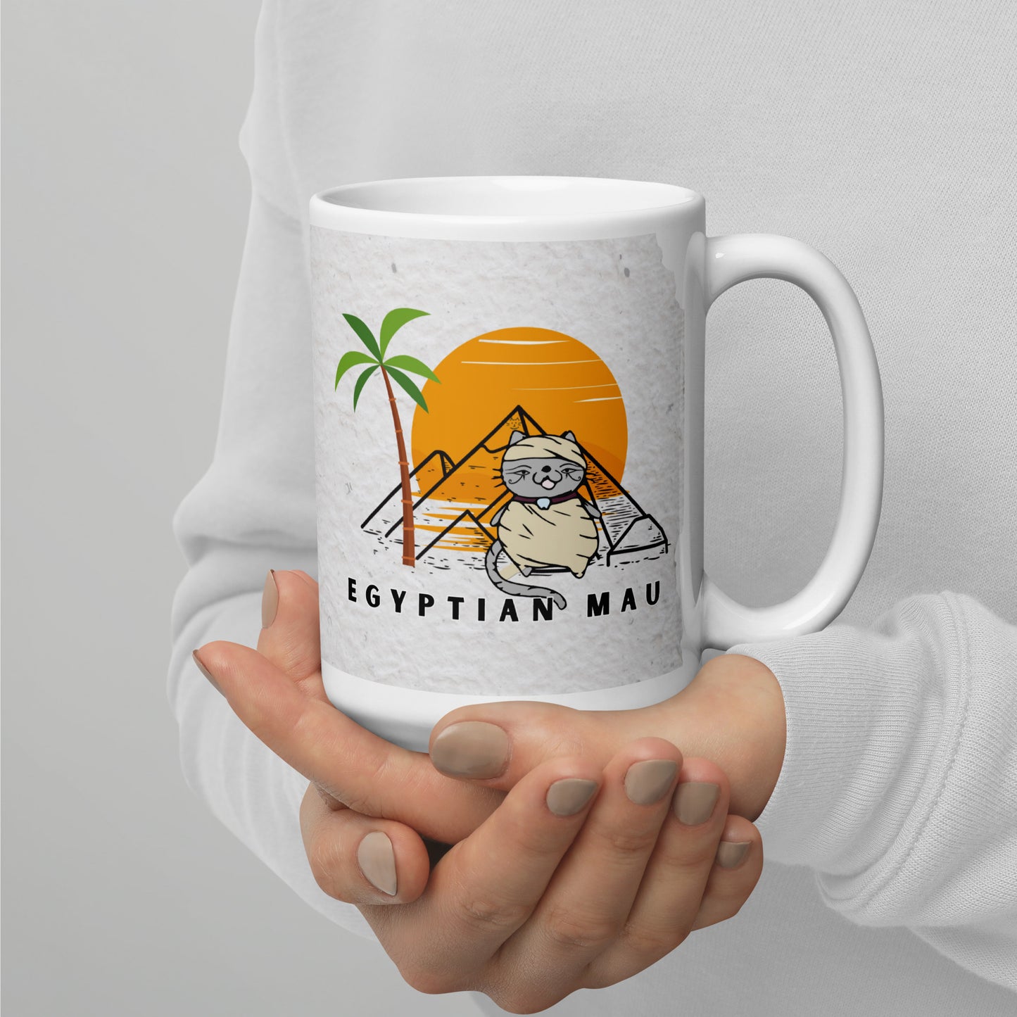 Egyptian mau cat - White glossy mug