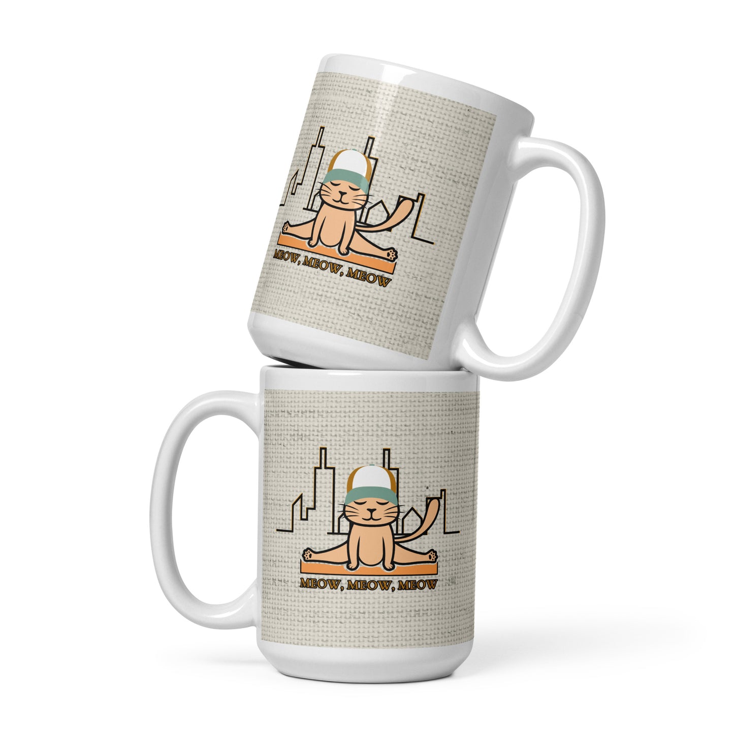 Yoga cat - White glossy mug